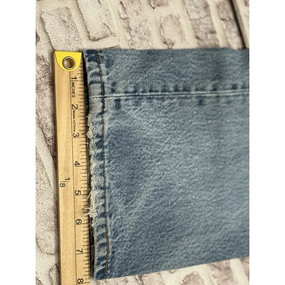 VTG Levis 501 Mens 33x30 Light Wash Jeans  Made USA Ripped Repair Distressed 90s